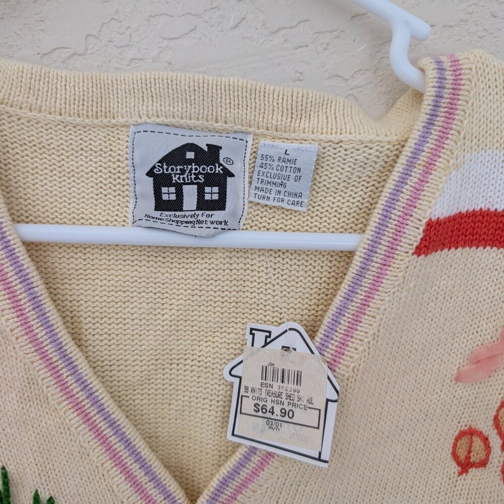 Vintage Story Book Knits Garden Spring Butter Yellow Cardigan Size L NWT - Picture 8 of 9